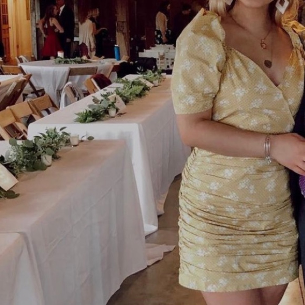 - ENGLISH FACTORY | yellow mini dress